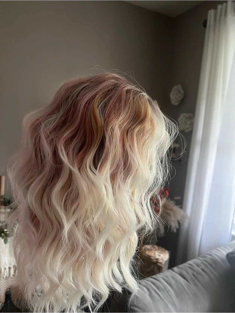 Wavy Ombre Lace Front Wig in Blonde and Rose Gold